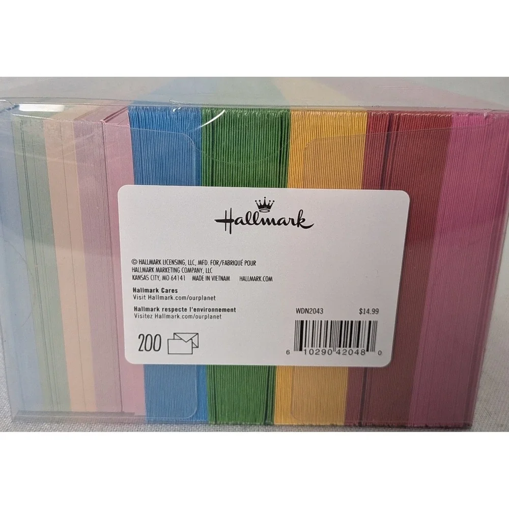 Hallmark Mini Envelopes 200 Count Multicolor Rainbow NEW Boxed WDN2043